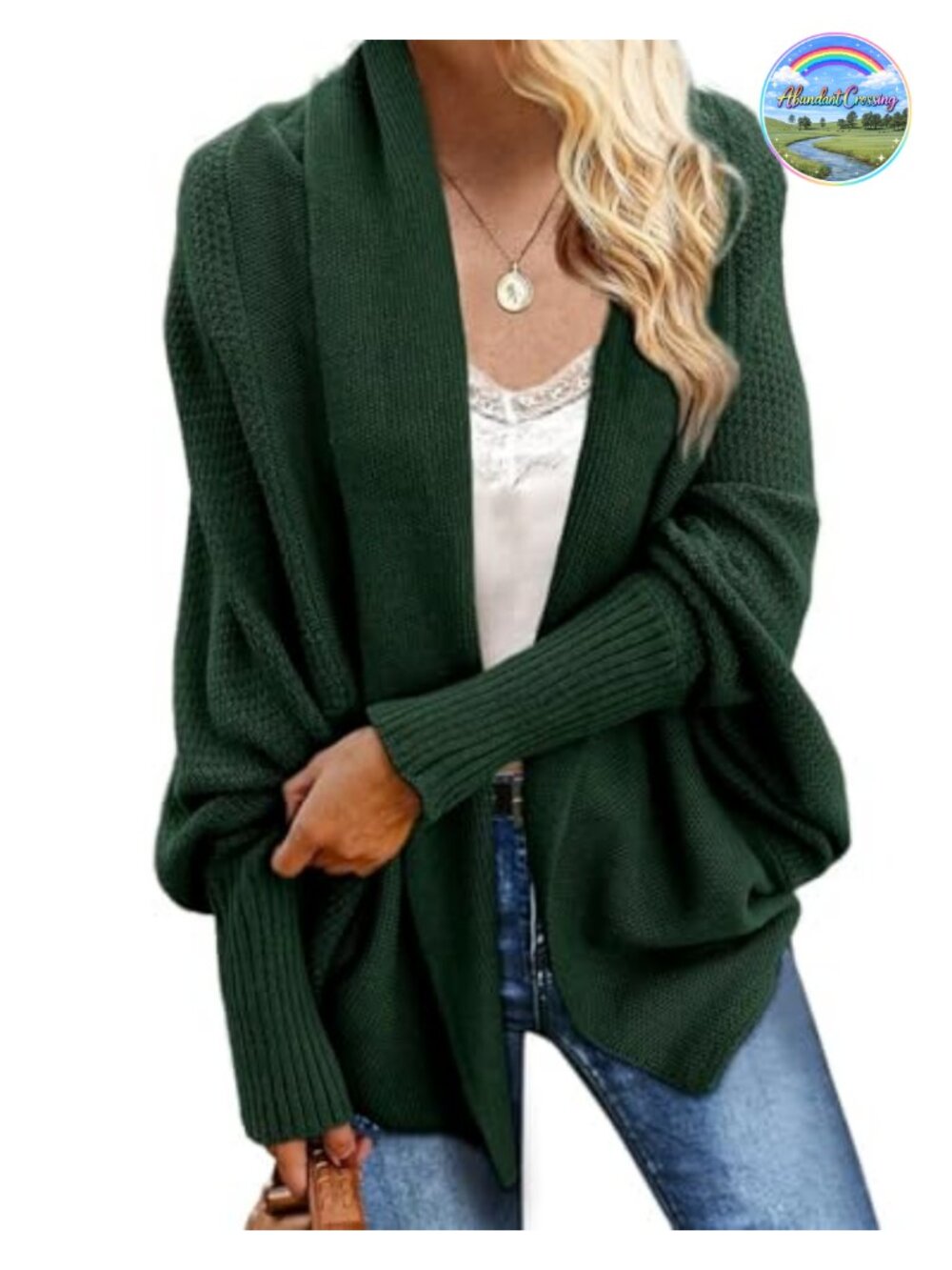 Batwing Cable Knit Slouchy Oversized Wrap Cardigan Sweater